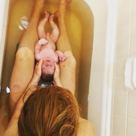 Every Katy Birth Center mom and baby enjoy their relaxing soak in a sitz bath soon after birth.