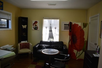 Each exam room is equipped with a comfy place to chat with your midwife.